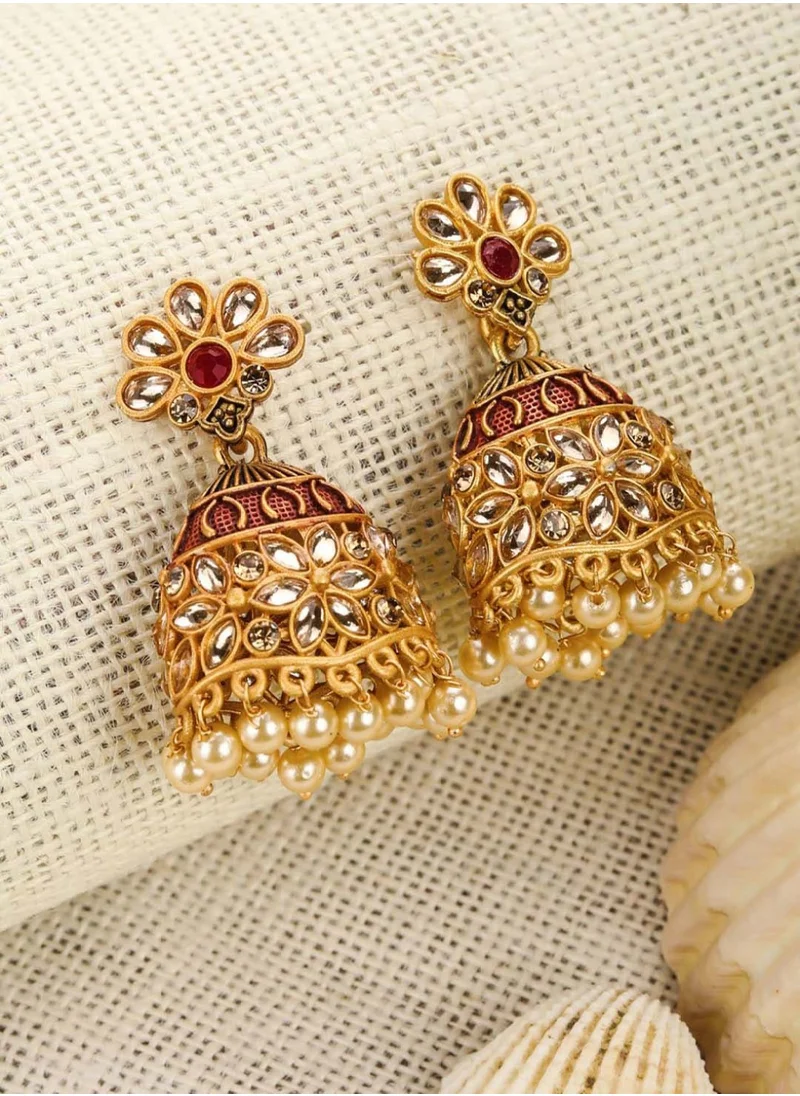 برياسي Red  Contemporary Jhumkas Earrings