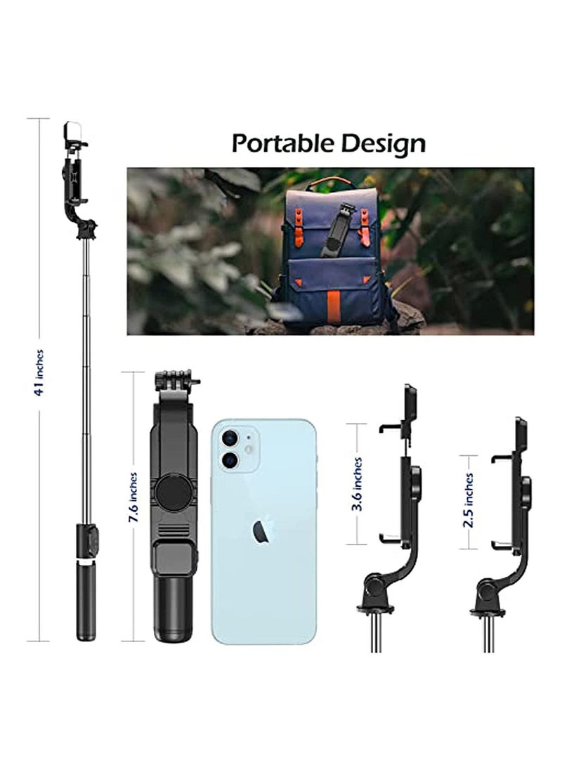 ELTRAZONE - Portable Selfie Stick Tripod with Light with Detachable Bluetooth Remote,41 Inch Extendable Tripod Compatible with IPhone 13 Pro/12/11 Pro/Max/XS/XR/X - Image 1