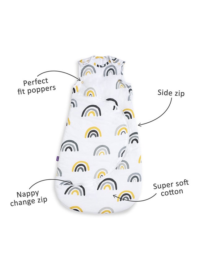 Snuz - Pouch Sleeping Bag For Infant And Baby 2.5 Tog Clever Nappy Change Zip Material 100% Cotton For Temperatures Within 16 - 20 Celsius Suitable From 0 - 6Months Max.Length 68 Cm - Mustard Rainbow - Image 1
