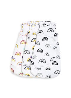 Snuz Pouch Sleeping Bag For Infant And Baby 2.5 Tog Clever Nappy Change Zip Material 100% Cotton For Temperatures Within 16 - 20 Celsius Suitable From 0 - 6Months Max.Length 68 Cm - Mustard Rainbow  - Image 4