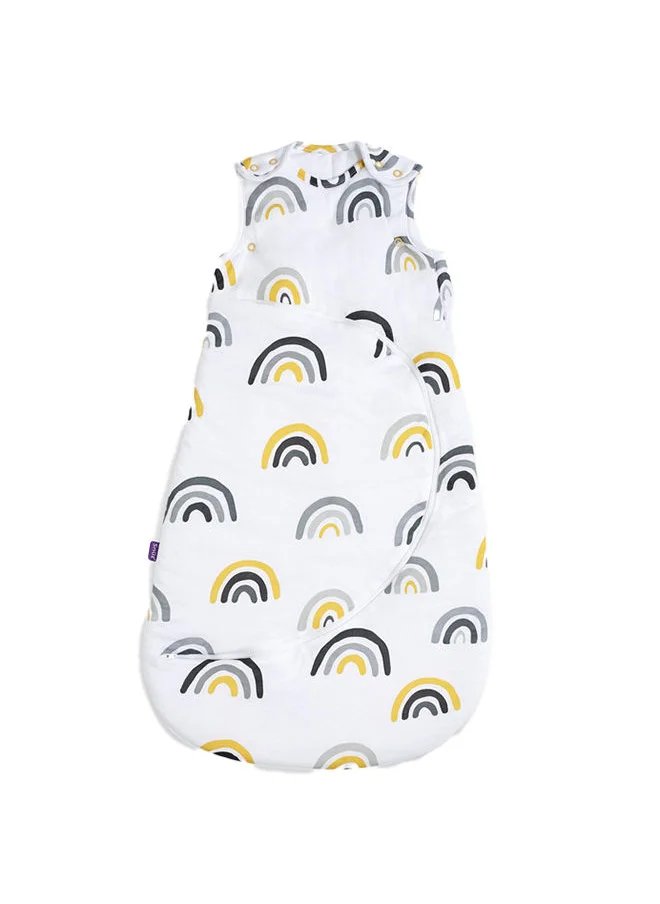 سنوز Pouch Sleeping Bag For Infant And Baby 2.5 Tog Clever Nappy Change Zip Material 100% Cotton For Temperatures Within 16 - 20 Celsius Suitable From 0 - 6Months Max.Length 68 Cm - Mustard Rainbow