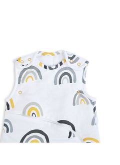 Snuz Pouch Sleeping Bag For Infant And Baby 2.5 Tog Clever Nappy Change Zip Material 100% Cotton For Temperatures Within 16 - 20 Celsius Suitable From 0 - 6Months Max.Length 68 Cm - Mustard Rainbow  - Image 3