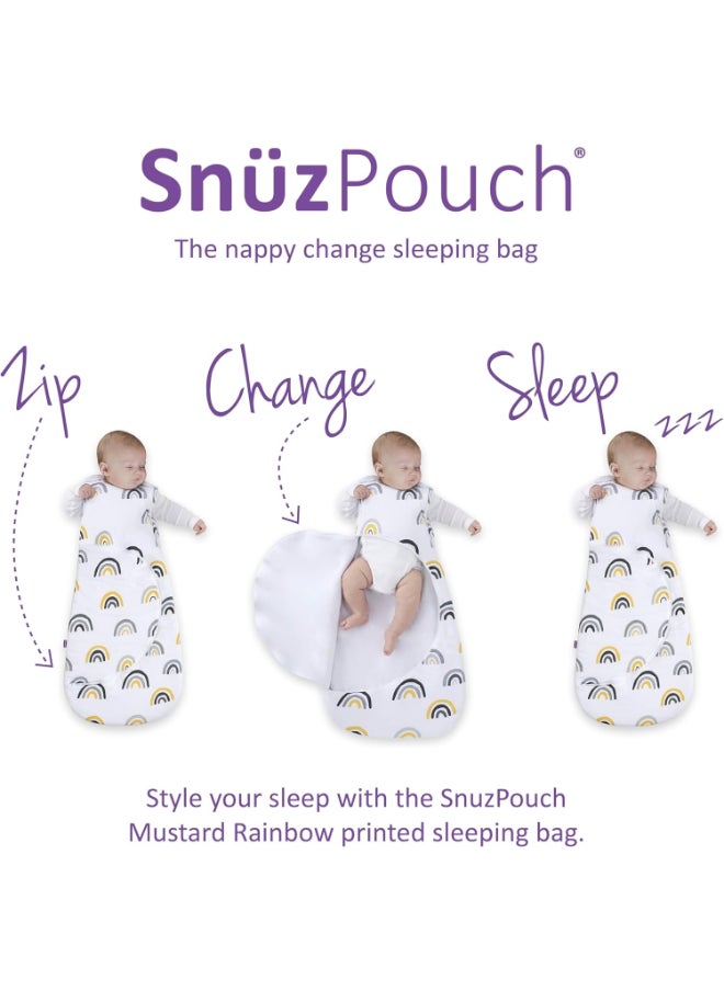 Snuz - Pouch Sleeping Bag For Infant And Baby 2.5 Tog Clever Nappy Change Zip Material 100% Cotton For Temperatures Within 16 - 20 Celsius Suitable From 0 - 6Months Max.Length 68 Cm - Mustard Rainbow - Image 1