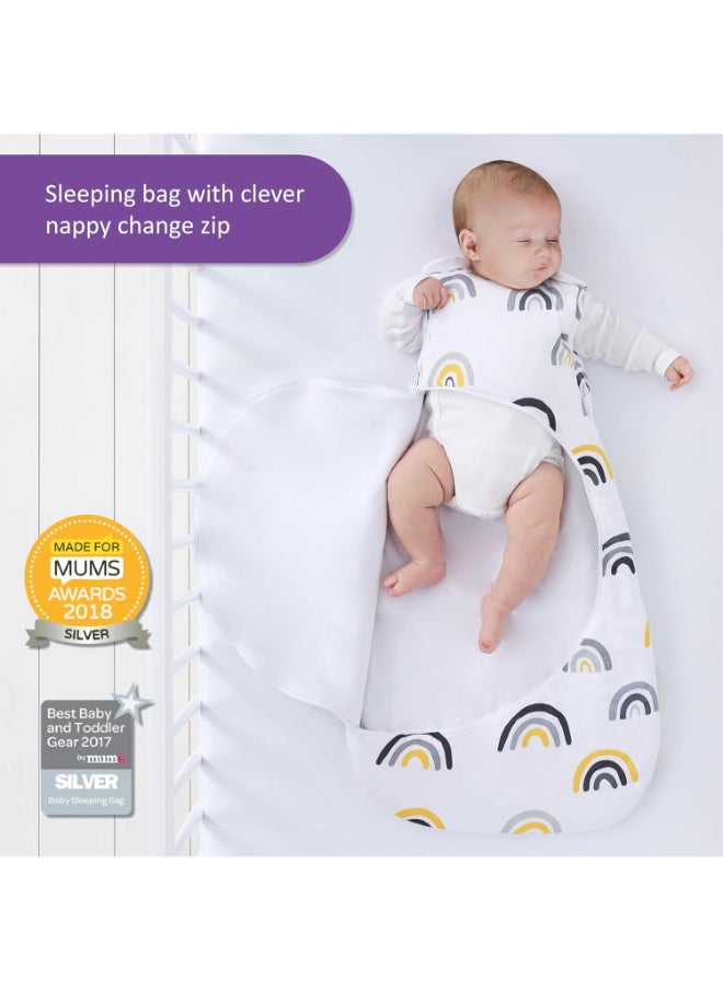 Snuz - Pouch Sleeping Bag For Infant And Baby 2.5 Tog Clever Nappy Change Zip Material 100% Cotton For Temperatures Within 16 - 20 Celsius Suitable From 0 - 6Months Max.Length 68 Cm - Mustard Rainbow - Image 1