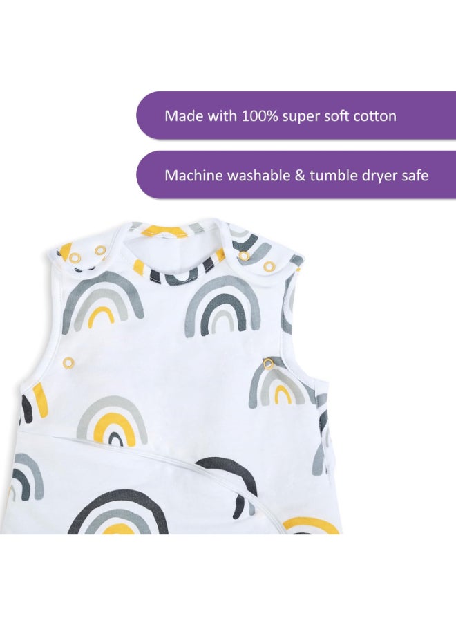 Snuz - Pouch Sleeping Bag For Infant And Baby 2.5 Tog Clever Nappy Change Zip Material 100% Cotton For Temperatures Within 16 - 20 Celsius Suitable From 0 - 6Months Max.Length 68 Cm - Mustard Rainbow - Image 1