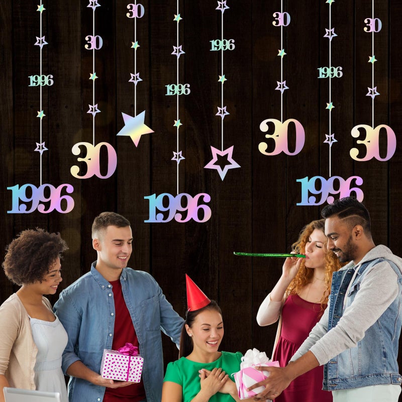 Eucutur Iridescent 30th Birthday Decorations for Him Her, Pre-Strung Glitter Twinkle Number Vintage 1996 30 Years Old Hanging Streamer Banner Party Supplies, Cheers 30th Birthday Anniversary Decor - Image 5