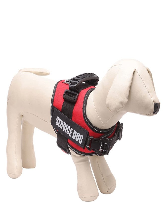 Lulala Service Dog Harness, Large Medium Small Dog No-Pull Reflective Vest,Breathable Adjustable Pet Harness with Piastic Handle for Outdoor Walking -with On Off Locker(Red XL) - Image 2