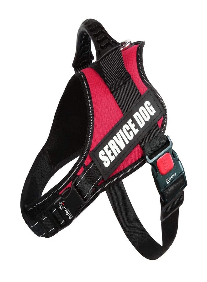 Lulala Service Dog Harness, Large Medium Small Dog No-Pull Reflective Vest,Breathable Adjustable Pet Harness with Piastic Handle for Outdoor Walking -with On Off Locker(Red XL) - Image 1
