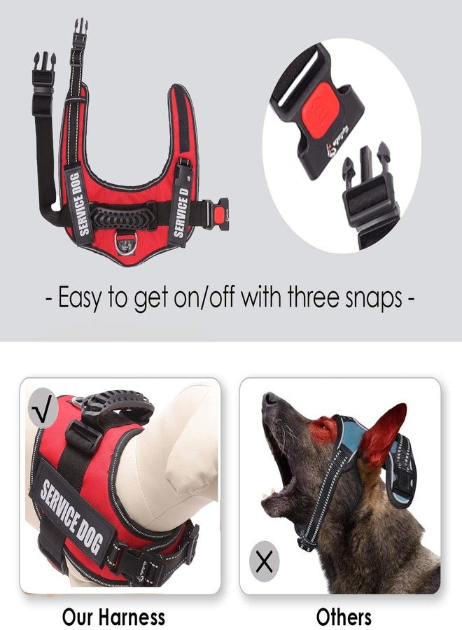 Lulala Service Dog Harness, Large Medium Small Dog No-Pull Reflective Vest,Breathable Adjustable Pet Harness with Piastic Handle for Outdoor Walking -with On Off Locker(Red XL) - Image 5
