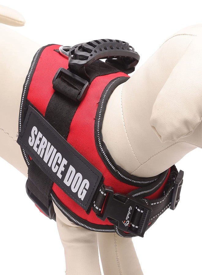Lulala Service Dog Harness, Large Medium Small Dog No-Pull Reflective Vest,Breathable Adjustable Pet Harness with Piastic Handle for Outdoor Walking -with On Off Locker(Red XL) - Image 3