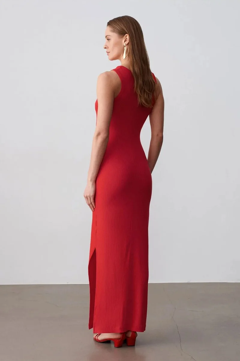 ديلفين DILVIN Ribbed Sleeveless Bodycon Maxi Dress