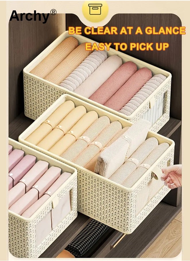 Archy 4 Pieces Foldable Closet Storage Organizer Washable Closet Storage Box with Carrying Handles Cube Storage Bin for Clothes Wardrobe Home Bedroom Office  - Image 2