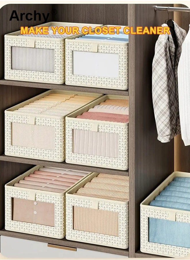 Archy 4 Pieces Foldable Closet Storage Organizer Washable Closet Storage Box with Carrying Handles Cube Storage Bin for Clothes Wardrobe Home Bedroom Office  - Image 4