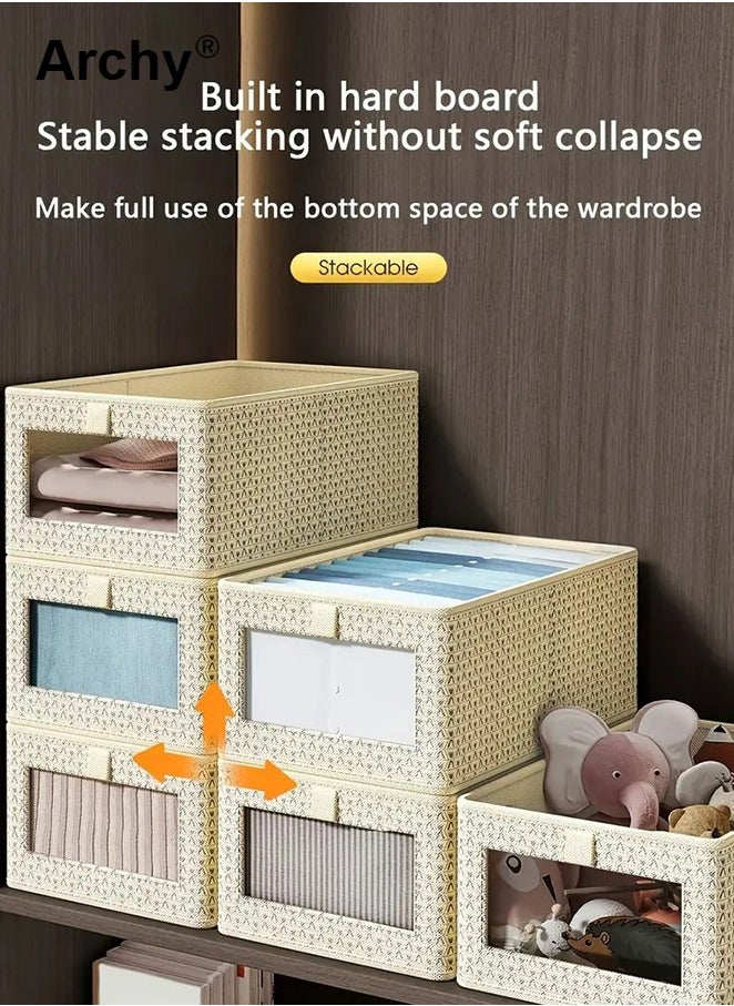 Archy 4 Pieces Foldable Closet Storage Organizer Washable Closet Storage Box with Carrying Handles Cube Storage Bin for Clothes Wardrobe Home Bedroom Office  - Image 3