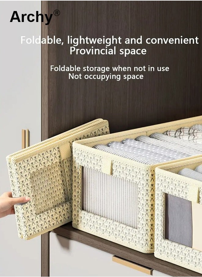 Archy 4 Pieces Foldable Closet Storage Organizer Washable Closet Storage Box with Carrying Handles Cube Storage Bin for Clothes Wardrobe Home Bedroom Office  - Image 5