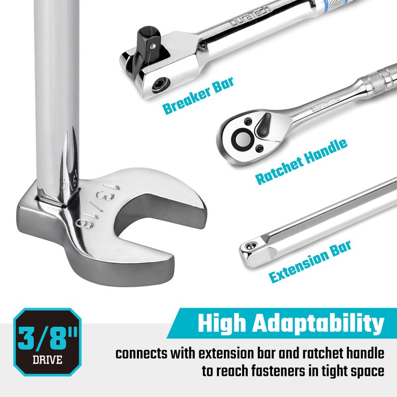 DURATECH 10-Piece 3/8" Drive Crowfoot Wrench Set, Open End Wrench Set, SAE, 3/8"-1", CR-V Steel, with EVA Foam Tool Organizer - Image 4