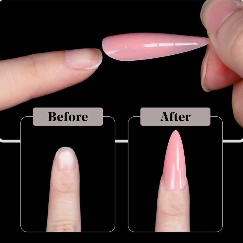 krofaue Poly Extension Gel - 120pcs Dual Nail Forms with 12 Sizes Stiletto False Molds Lady Almond Style Full Cover Builder for Nails Acrylic Forms fit DIY at Home - Image 4