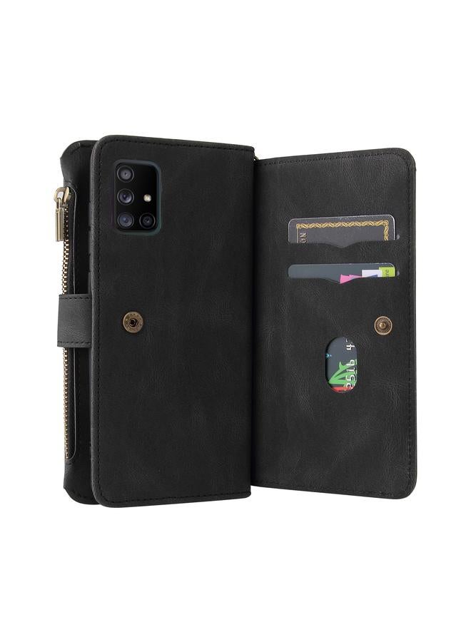 اس-توب جراب لهاتف Samsung Galaxy A71 4G Skin Feel PU + TPU جراب جلدي قلاب أفقي مع حامل وفتحة لـ 15 بطاقة ومحفظة وجيب بسحاب وحبل - Image 5