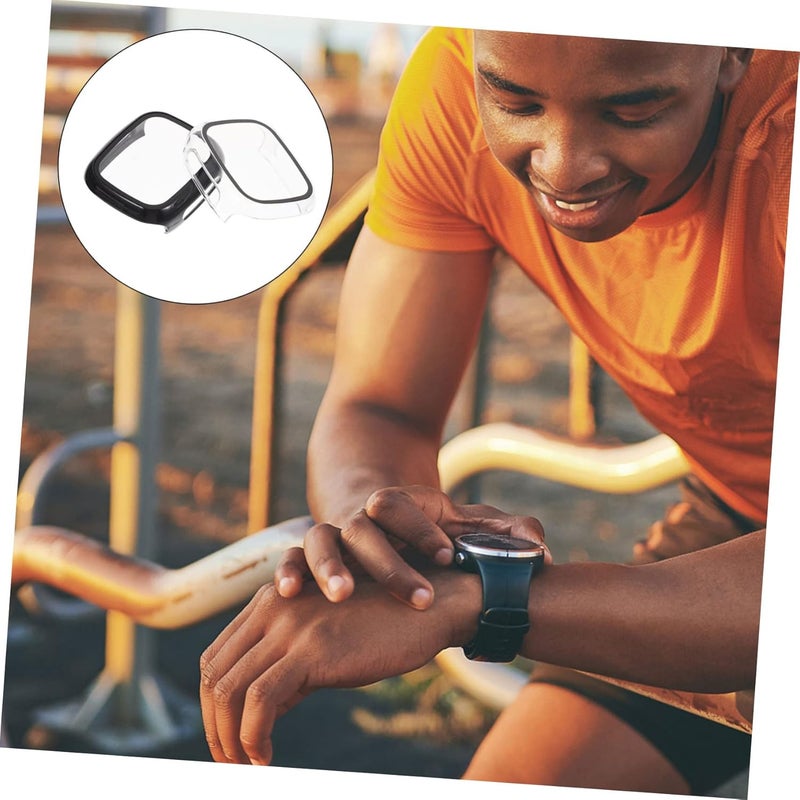 DOITOOL 2Pcs Watch Cover Protective Case for Play Durable PC Tempered Screen Protector Easy Installation Full Edge Coverage Options - Image 3