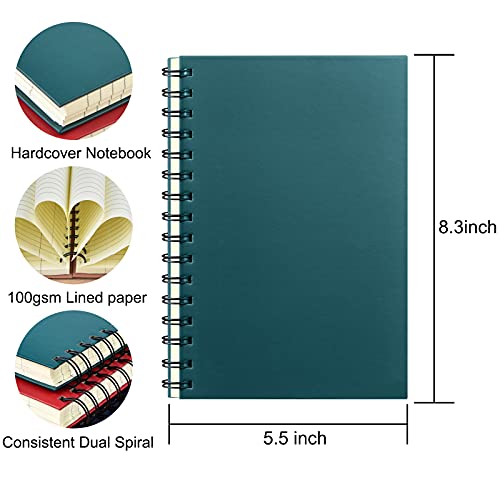 Coopay 4 Pack A5 Hardcover Spiral Notebook College Ruled Notebooks Journal Diary Planner Lined Notebook with Removable dividers for School Office Business Supplies, 8.3 x 5.5 inch - Image 2