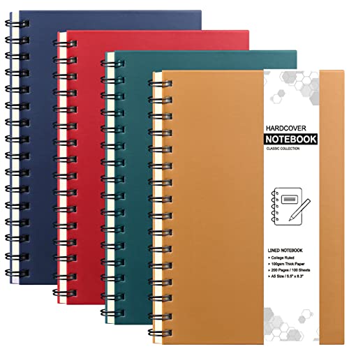 Coopay 4 Pack A5 Hardcover Spiral Notebook College Ruled Notebooks Journal Diary Planner Lined Notebook with Removable dividers for School Office Business Supplies, 8.3 x 5.5 inch - Image 1