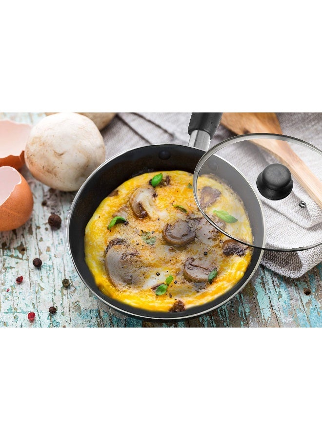 Bene Casa - Black Nonstick Aluminum Frying Pan with Glass Lid (6") - Dishwasher Safe for Easy Cleaning - Image 2