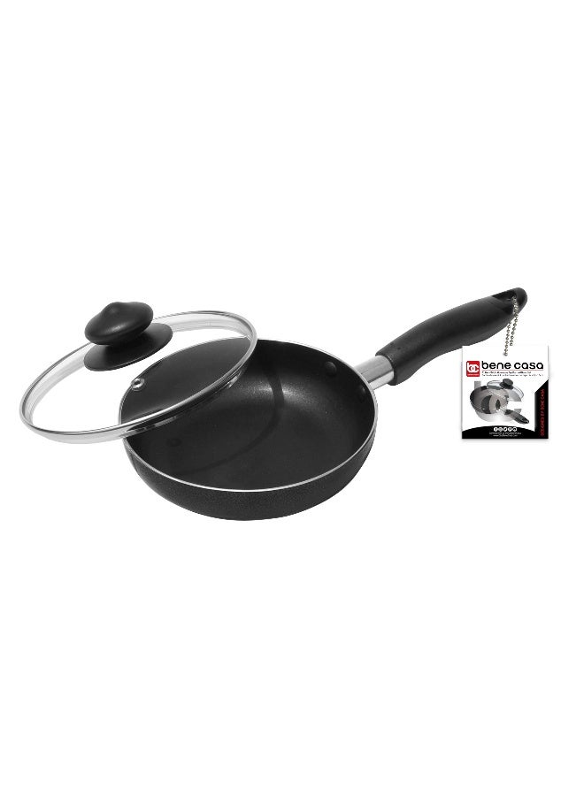 Bene Casa - Black Nonstick Aluminum Frying Pan with Glass Lid (6") - Dishwasher Safe for Easy Cleaning - Image 1