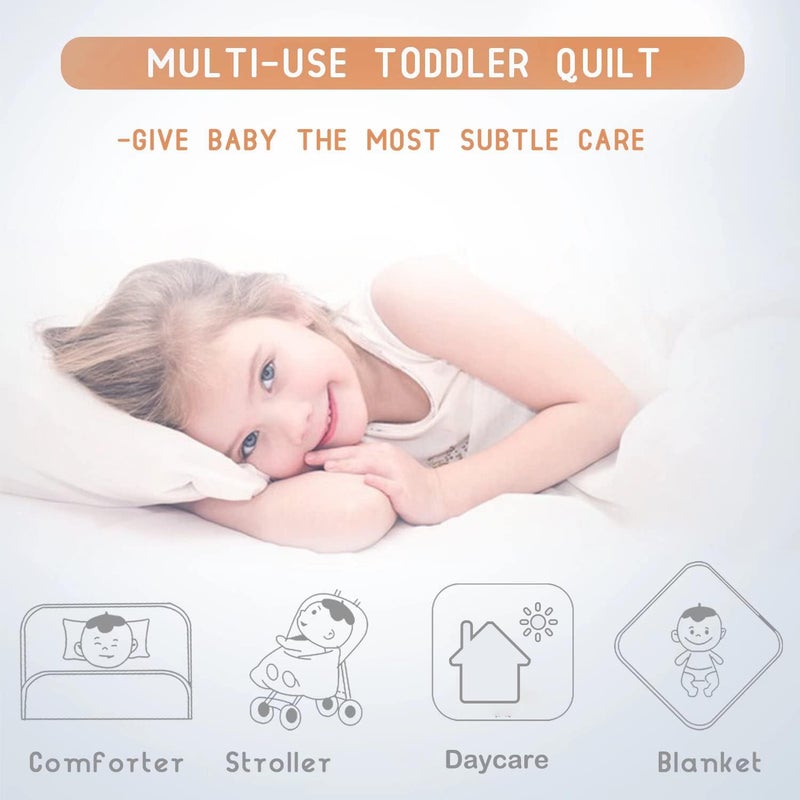 ZPECC Kids Toddler Blanket - 39" x 47" Comforter for Boy and Girls,Child Quilt for Crib Bed, Stroller, Cot, Daycare, Travel, White Stripe - Image 4