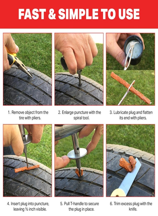 Boulder Tools Tire Repair Kit by Boulder Tools - Heavy Duty Plug Kit for Cars, Trucks, Motorcycles, ATVs - Complete Flat Fix Automotive Tools Set with Storage Case, Valve Tool, Pliers, and Repair Plugs - Image 5