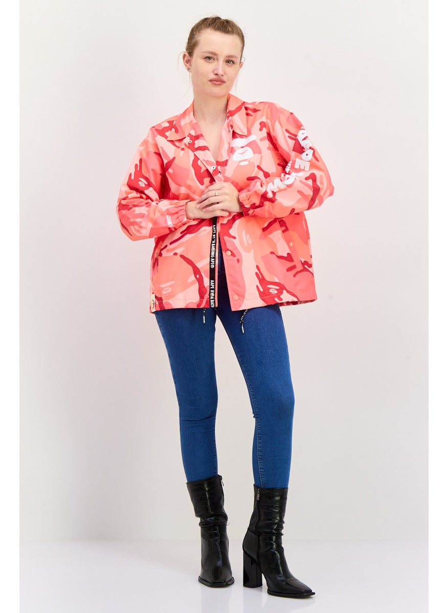 Aape By A Bathing Ape - Women Camouflage Windbreaker Jacket, Peach Combo - Image 1