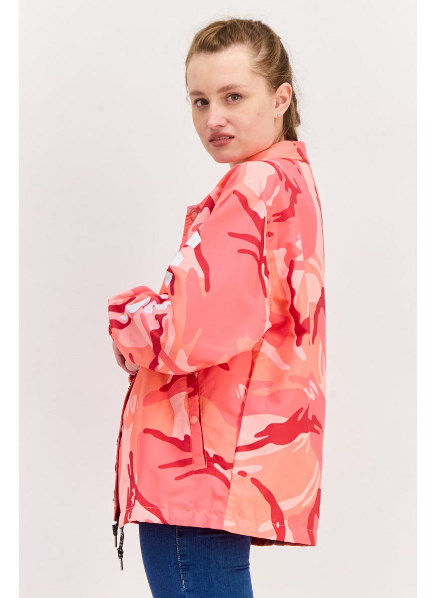 Aape By A Bathing Ape - Women Camouflage Windbreaker Jacket, Peach Combo - Image 1