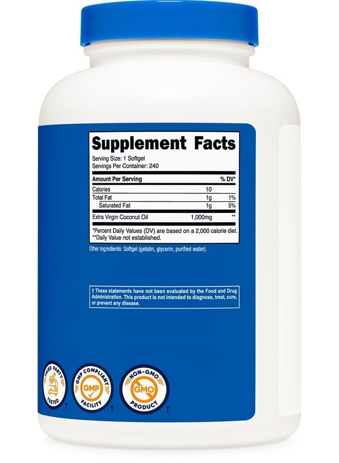 Nutricost Coconut Oil Softgels (1000mg) 240 Softgels - Extra Virgin Coconut Oil - Gluten Free and Non-GMO - Image 5