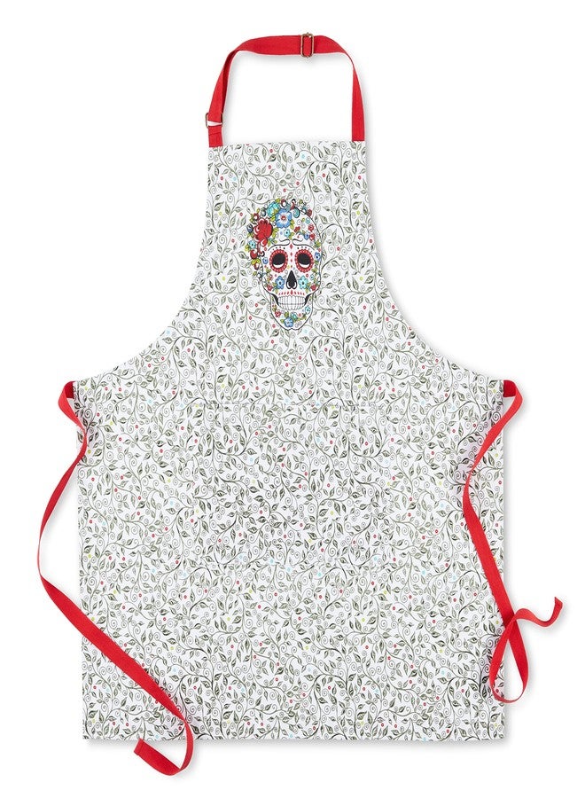 Fiesta Skull & Vine Apron Single Pack, White, 31"x30" - Image 1