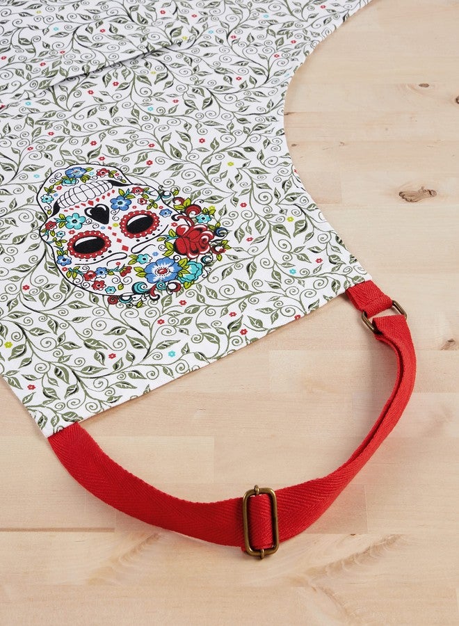 Fiesta Skull & Vine Apron Single Pack, White, 31"x30" - Image 4