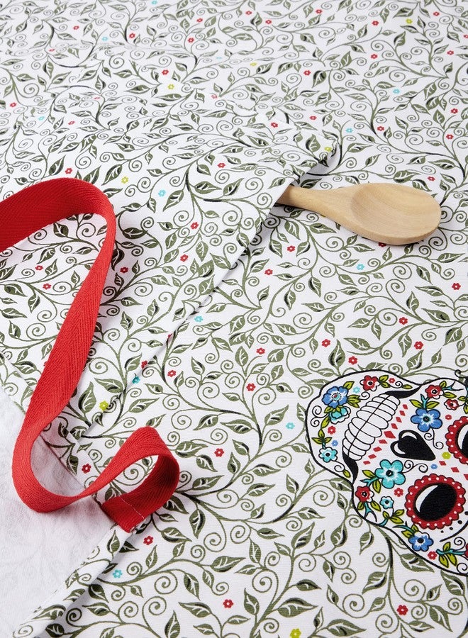 Fiesta Skull & Vine Apron Single Pack, White, 31"x30" - Image 5