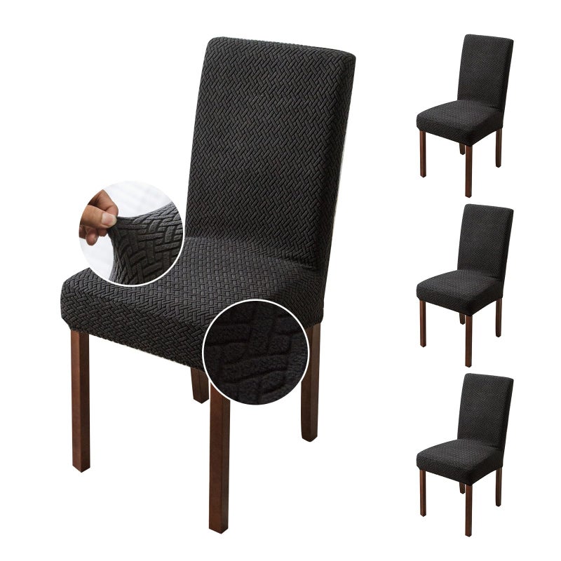 Genina Chair Covers for Dining Room  Stretch Slipcovers for Kitchen Parsons Chairs Black 4 PCS