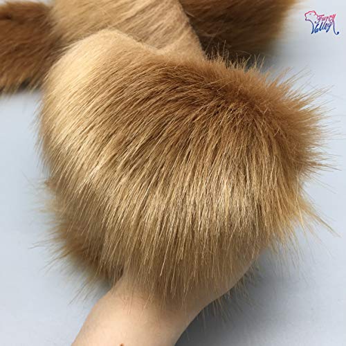 Furryvalley Faux Fur Trim Raccon Fox Fur Ribbon Craft Furry Stripe for Slippers Slides Fringe 2 Yards (Coffee) - Image 4