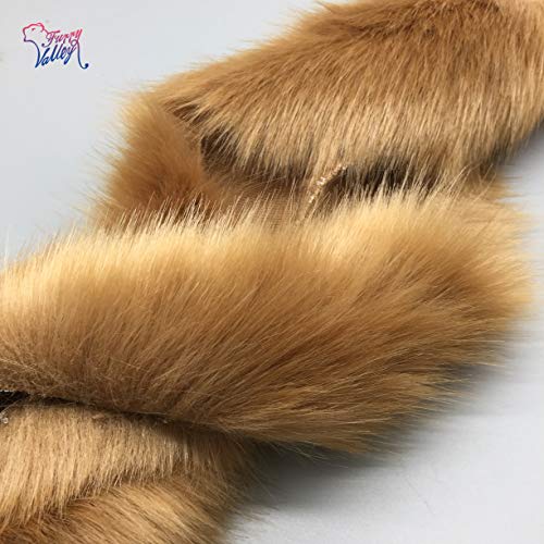 Furryvalley Faux Fur Trim Raccon Fox Fur Ribbon Craft Furry Stripe for Slippers Slides Fringe 2 Yards (Coffee) - Image 2