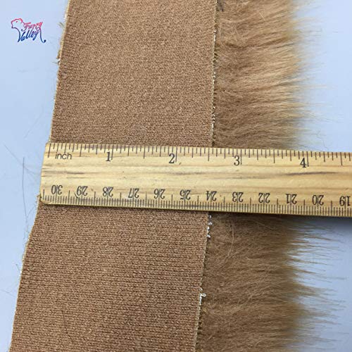 Furryvalley Faux Fur Trim Raccon Fox Fur Ribbon Craft Furry Stripe for Slippers Slides Fringe 2 Yards (Coffee) - Image 3