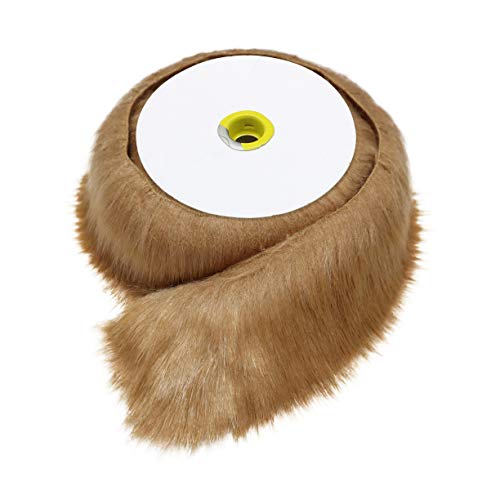 Furryvalley Faux Fur Trim Raccon Fox Fur Ribbon Craft Furry Stripe for Slippers Slides Fringe 2 Yards (Coffee) - Image 1