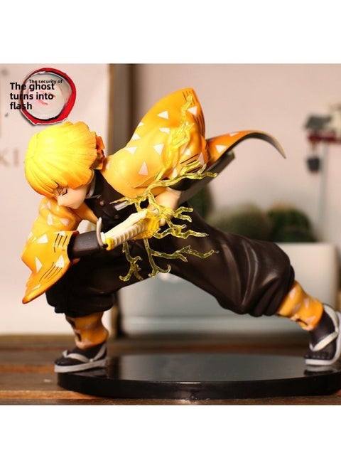 Ghost Extinguishing Blade Fire God Le Tanzhi Lang Handmade Animation Peripheral Model Desktop Chassis Ornaments Gift Collection-Color:Thunder Breath Goodness-17cm [including Special Effects]