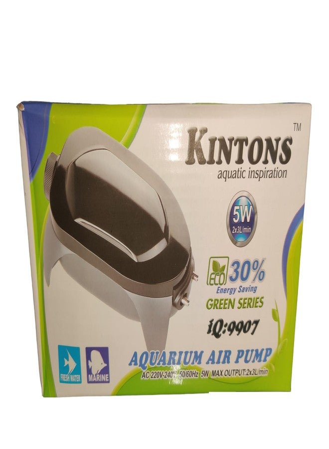 Kintons 30% Energy Saving Double Outlet Aquarium Air Pump 5w Output- 2x2L/Min IQ-9907 - Image 1