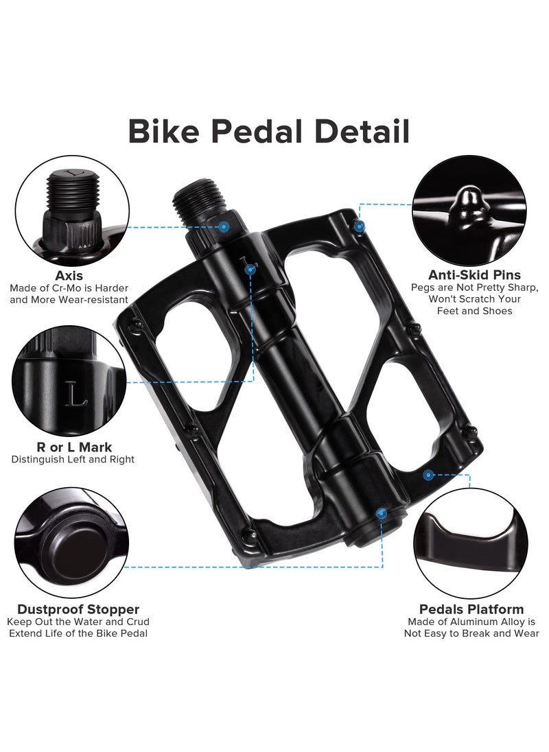 Excefore Bike Pedals, Aluminum Alloy Bicycle Pedals, Mountain Bike Pedal with Removable Anti-Skid Nails, Universal Aluminum Alloy Platform Pedal for Travel Cycle-Cross Bikes, 9/16inch  - Image 5