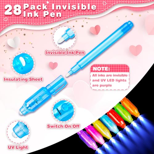 Jumlys Valentines Day Cards for Kids School 28 Pack Invisible Ink Pens with Greeting Cards Valentine Day Party Favors for Boys Girls Ideal Exchange Cards for Classroom - Image 5