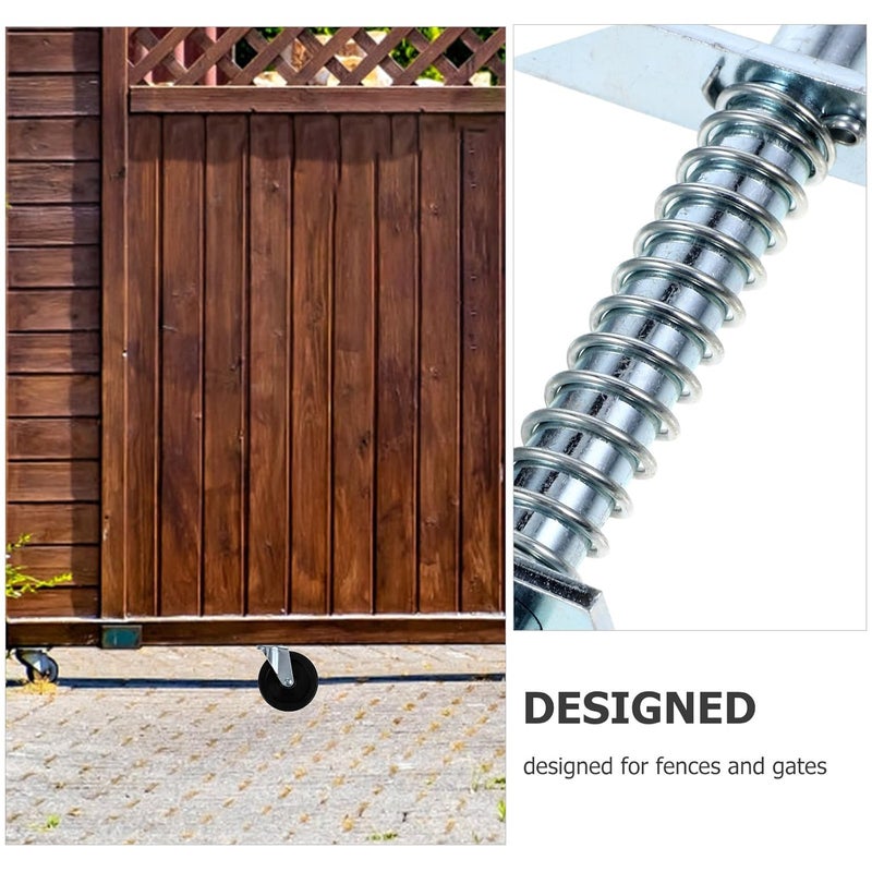 Garneck Heavy Duty Yard Gate Support Caster 4-inch Zinc-Plated Spring-Loaded Silent Gate Foot Wheel with Shock Absorption - Image 3