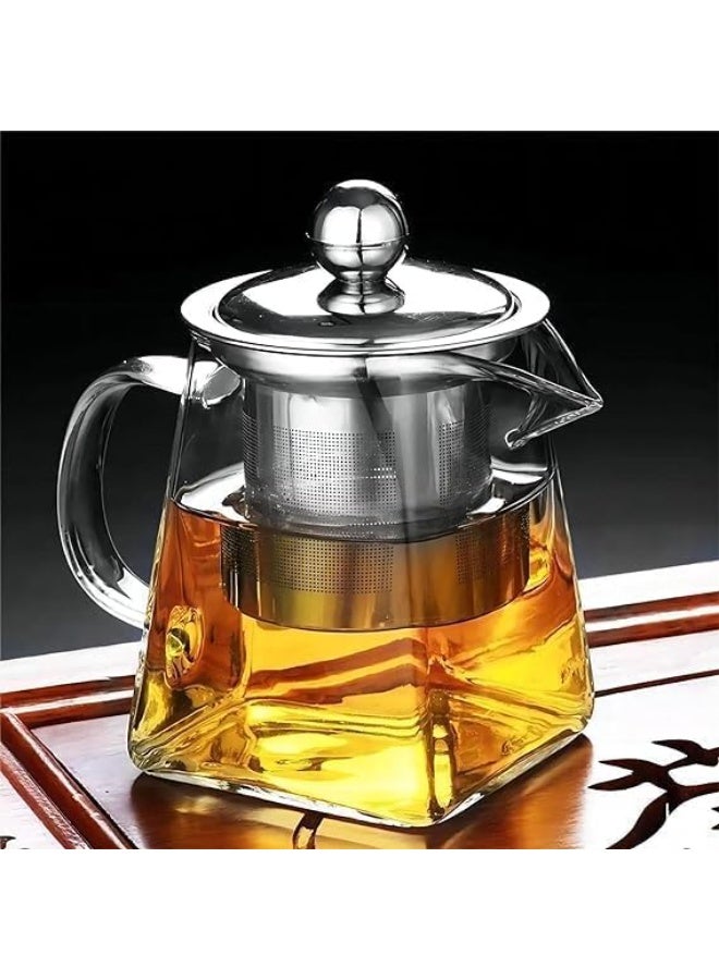 Spaceshoop Glass Tea Pot with Strainer Glass Pot Loose Leaf and Fruit Tea Scented Tea 750ml Stovetop & Microwave Safe  Ideal for Meetings and Blemish Free - Image 2
