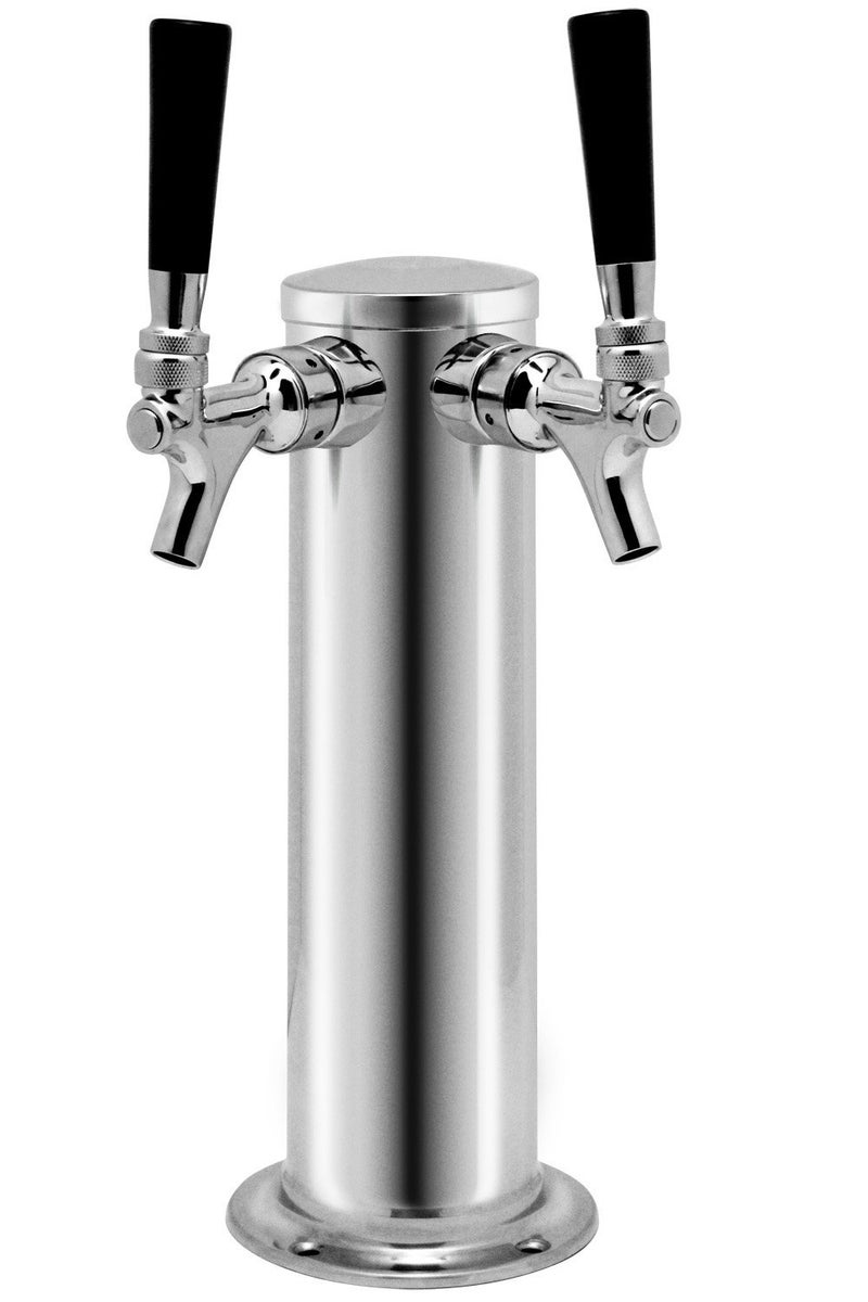 Kegco KC D4743DT-Ss Double Tap Stainless Steel Draft Beer Kegerator Tower, 3" Diameter - Image 1