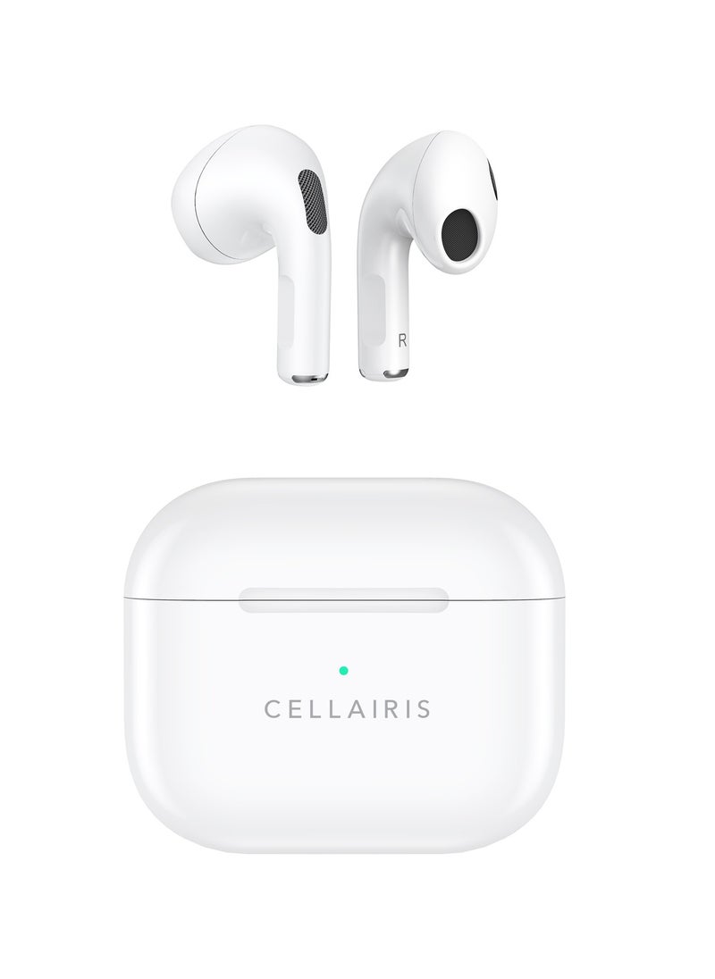 Cellairis - AIR PLUS TWS Wireless Earbuds, In-Ear Bluetooth V5.1 + EDR, Noise Reduction, Water Resistant (iPx4) , Light-Weight Earphones - White - Image 1