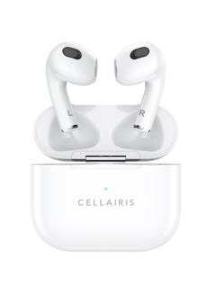 AIR PLUS TWS Wireless Earbuds, In-Ear Bluetooth V5.1 + EDR, Noise Reduction, Water Resistant (iPx4) , Light-Weight Earphones - White