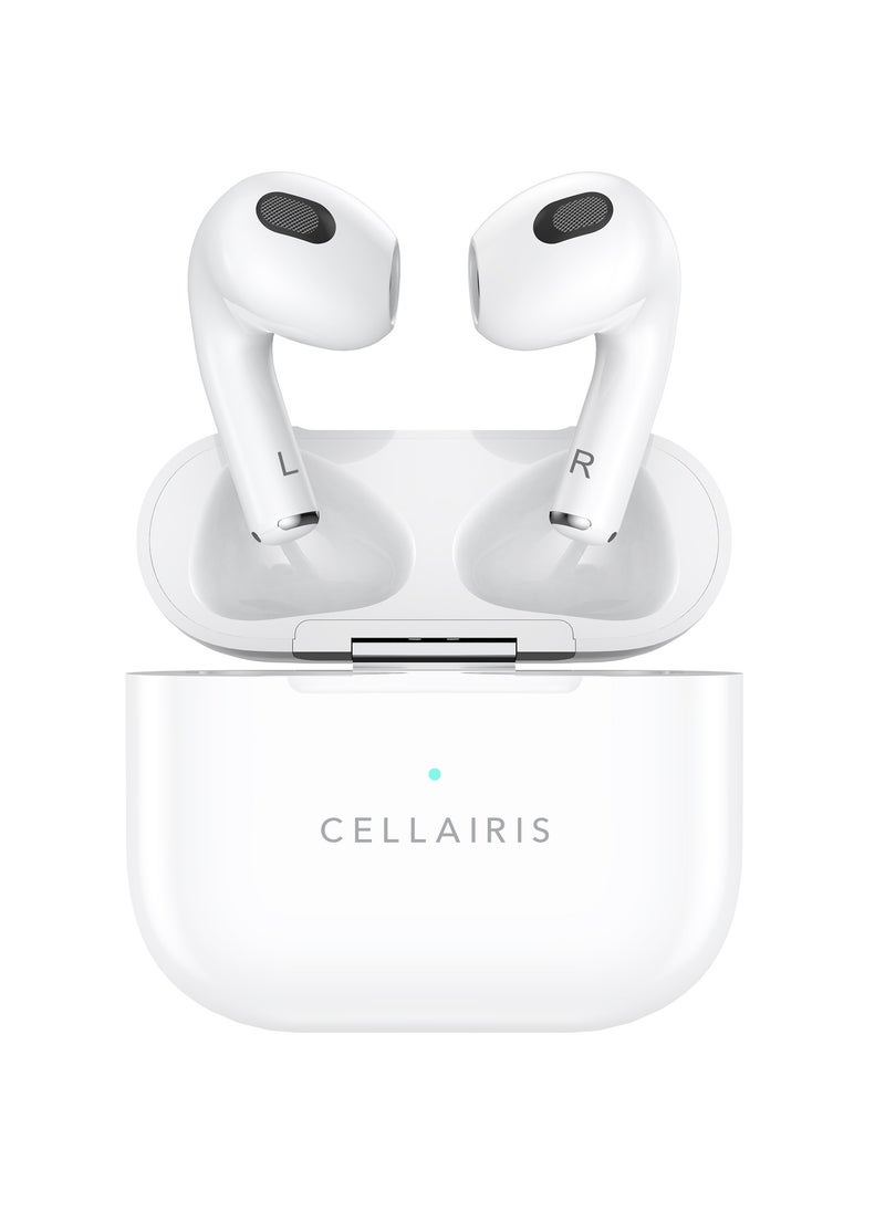 Cellairis - AIR PLUS TWS Wireless Earbuds, In-Ear Bluetooth V5.1 + EDR, Noise Reduction, Water Resistant (iPx4) , Light-Weight Earphones - White - Image 1